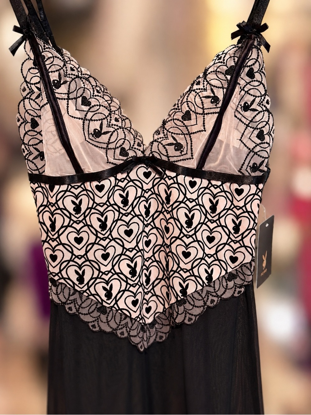 PLAYBOY Heart Lace Mesh Babydoll Chemise – NWT Size Small